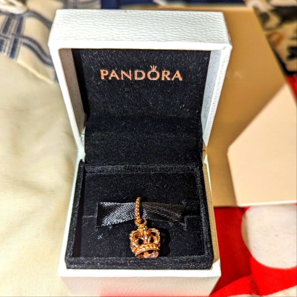 Pandora rose gold crown dangle charm